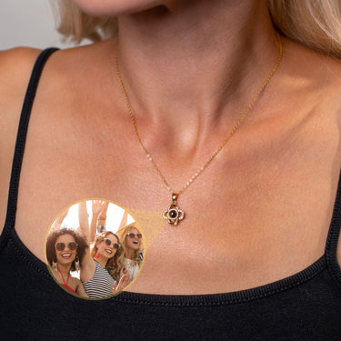 Luxurious Photo Necklace Photo Personalised Necklace - Photo Necklace - Photo Projection Necklace Necklace Gold Brother & Sisters